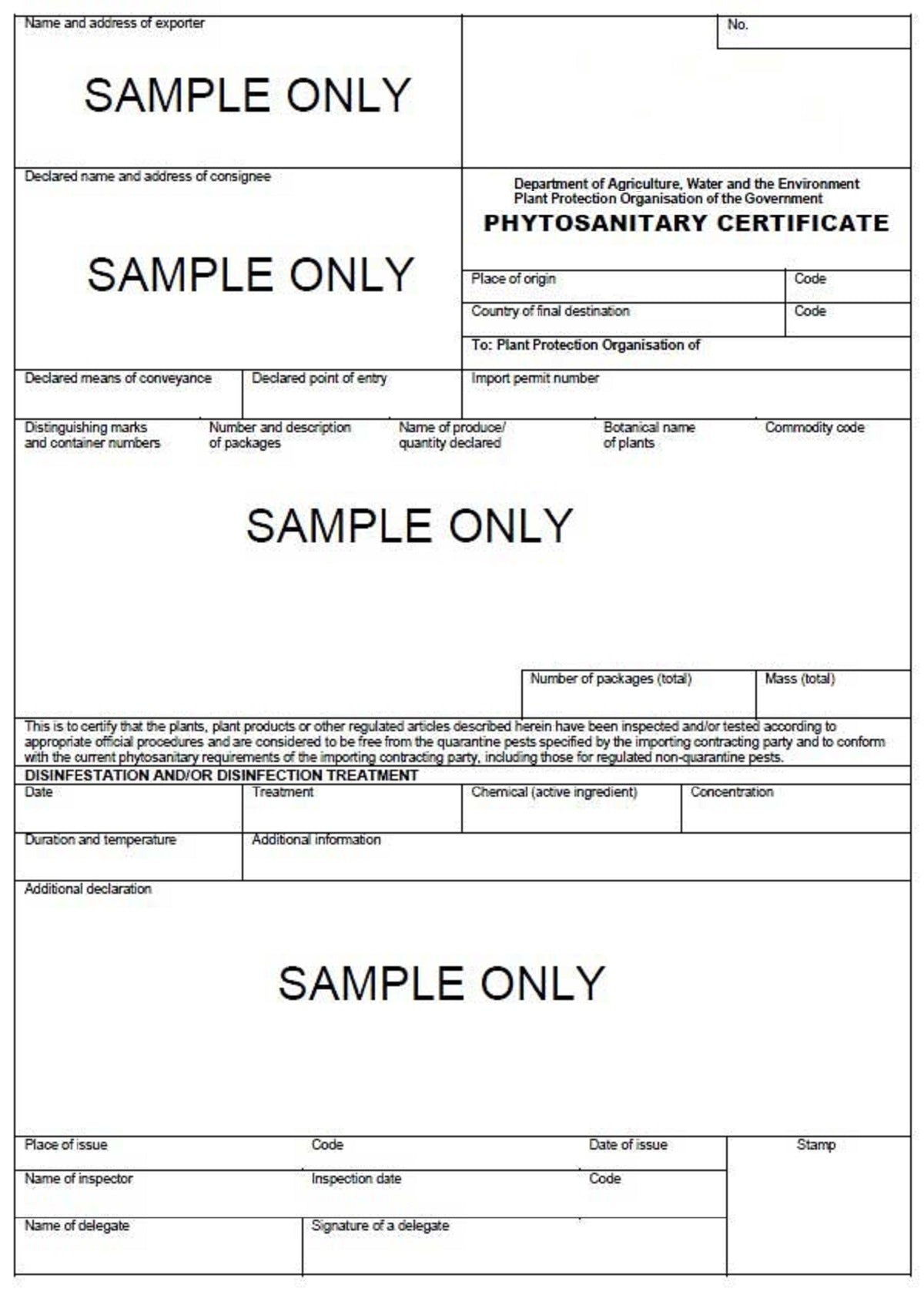 Phytosanitary certificate